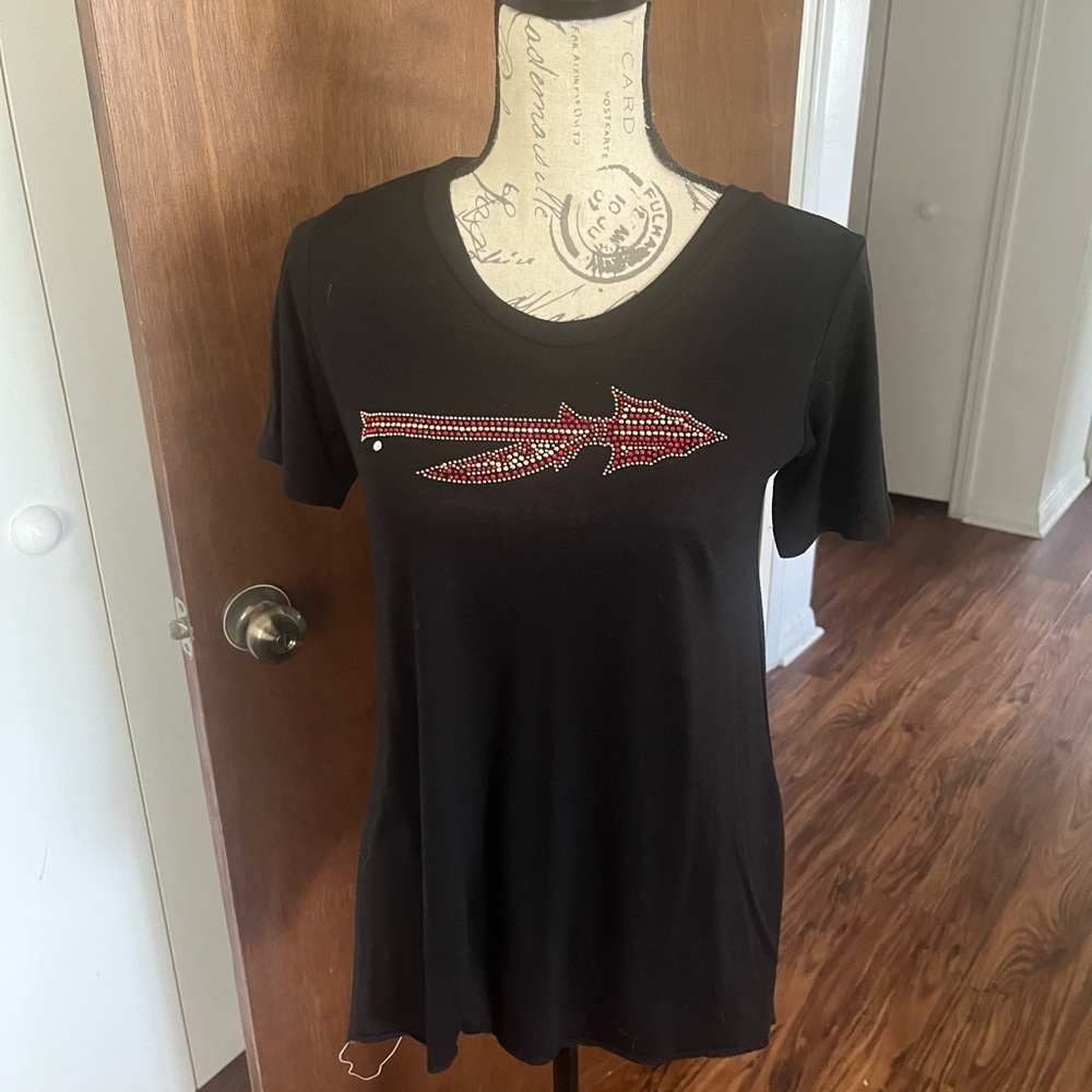 FSU Seminoles Black Rhinestone Embellished Women's Top